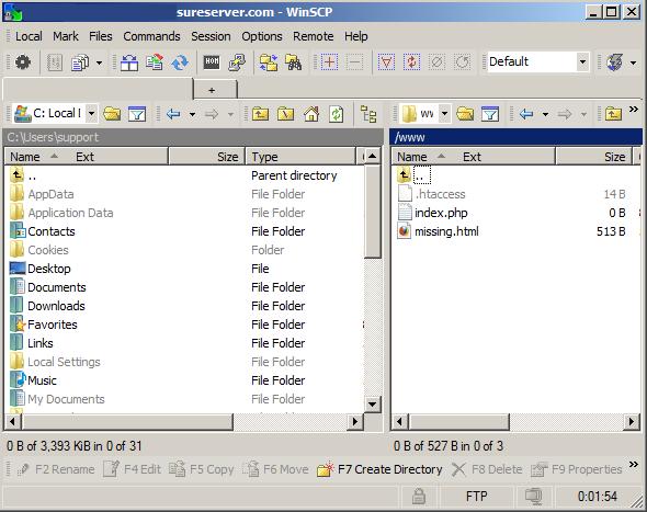 WinSCP settings