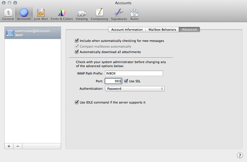 mac mail server port number