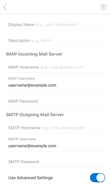 IMAP SMTP Settings