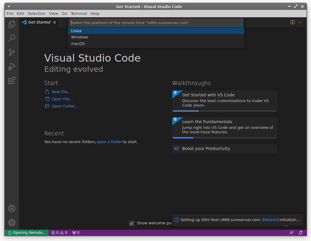 VS Code SSH Select Remote Platform