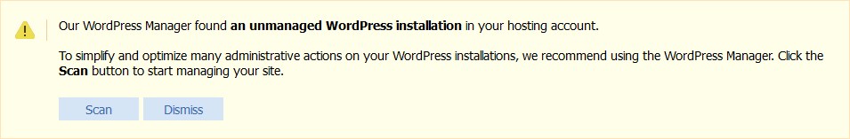 Unmanaged WordPress installation found