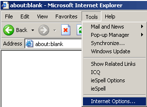 Tools -> Internet options