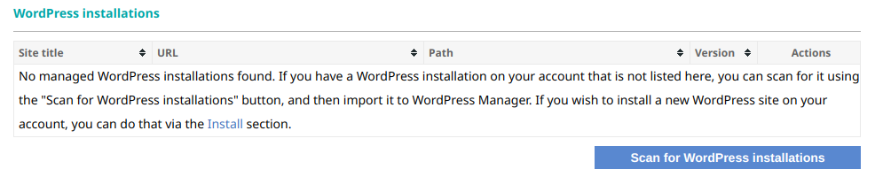 WordPress Manager-no-installations-found