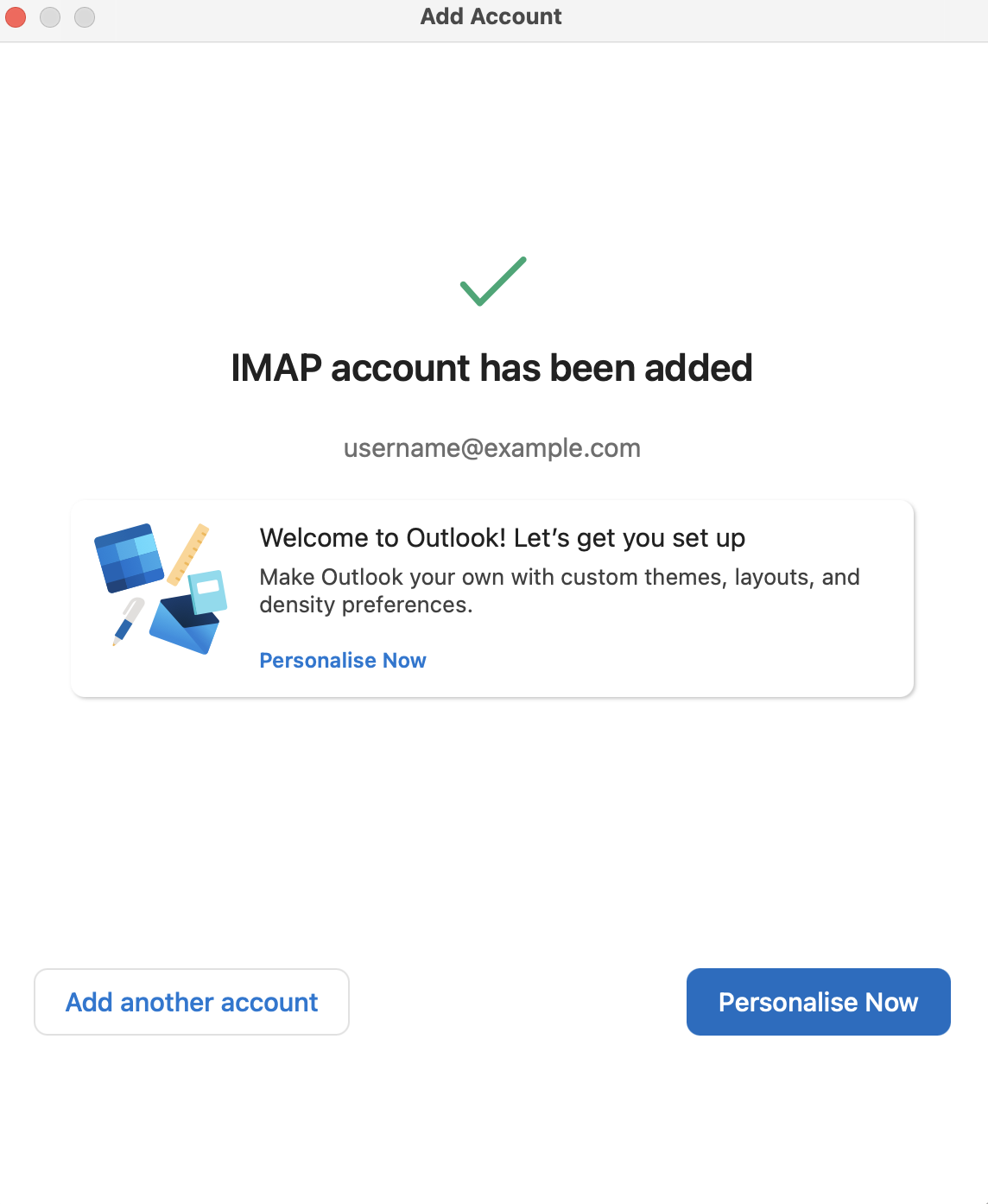 IMAP акаунтът е добавен