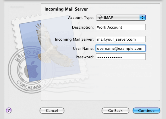 ipad incoming mail server