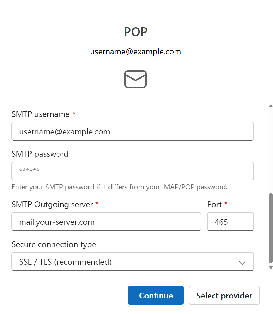 SMTP settings