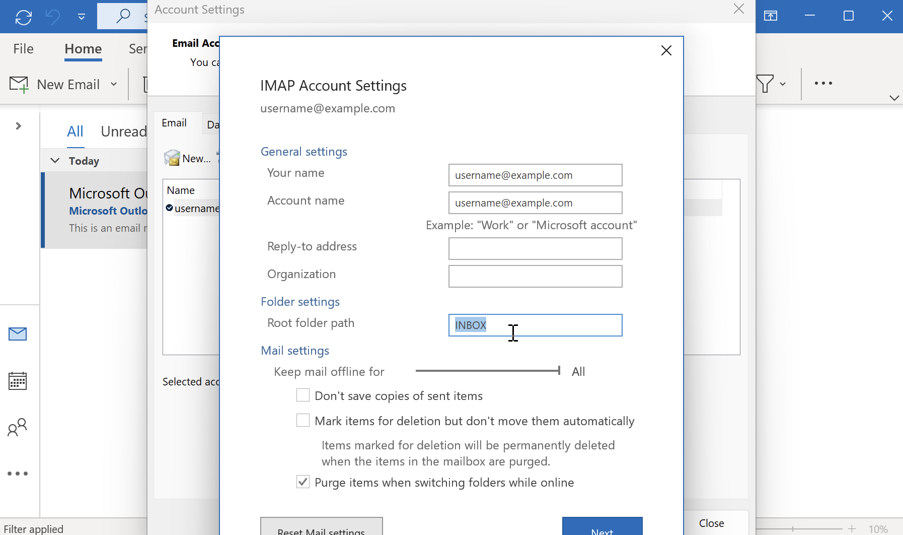 Root Folder Path: INBOX