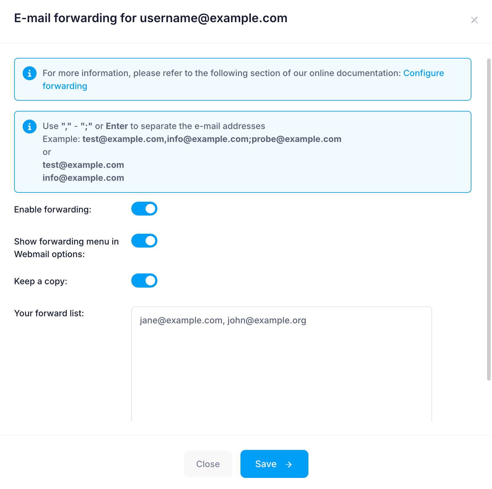 E-mail forwarding