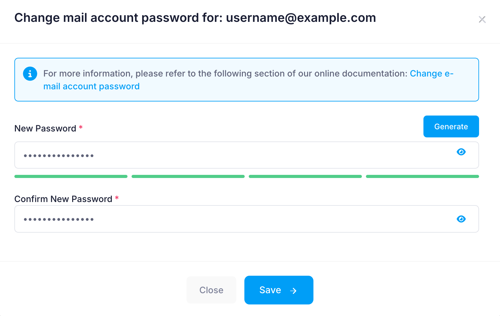 Change mail account password