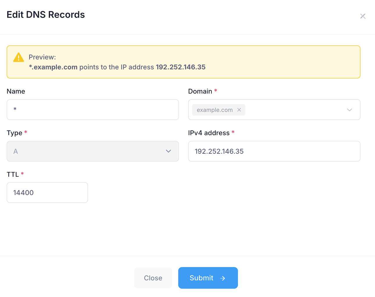 Edit record