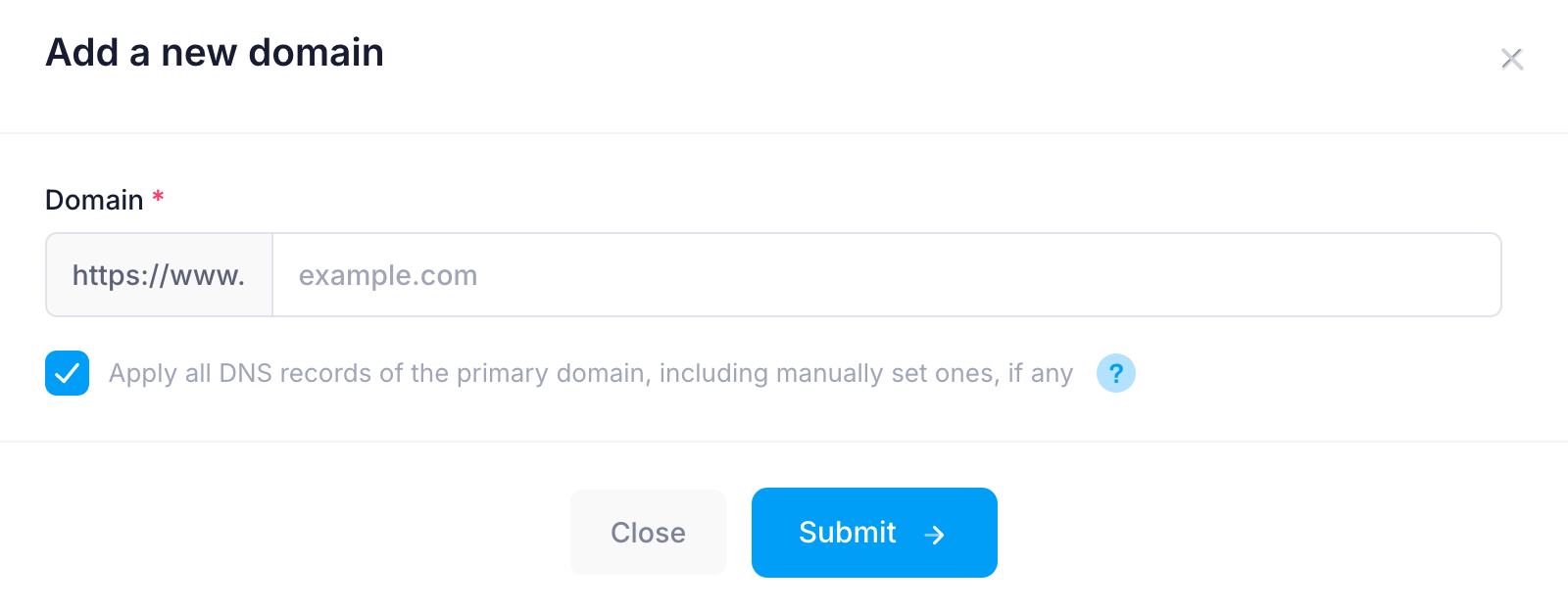 Add a new domain