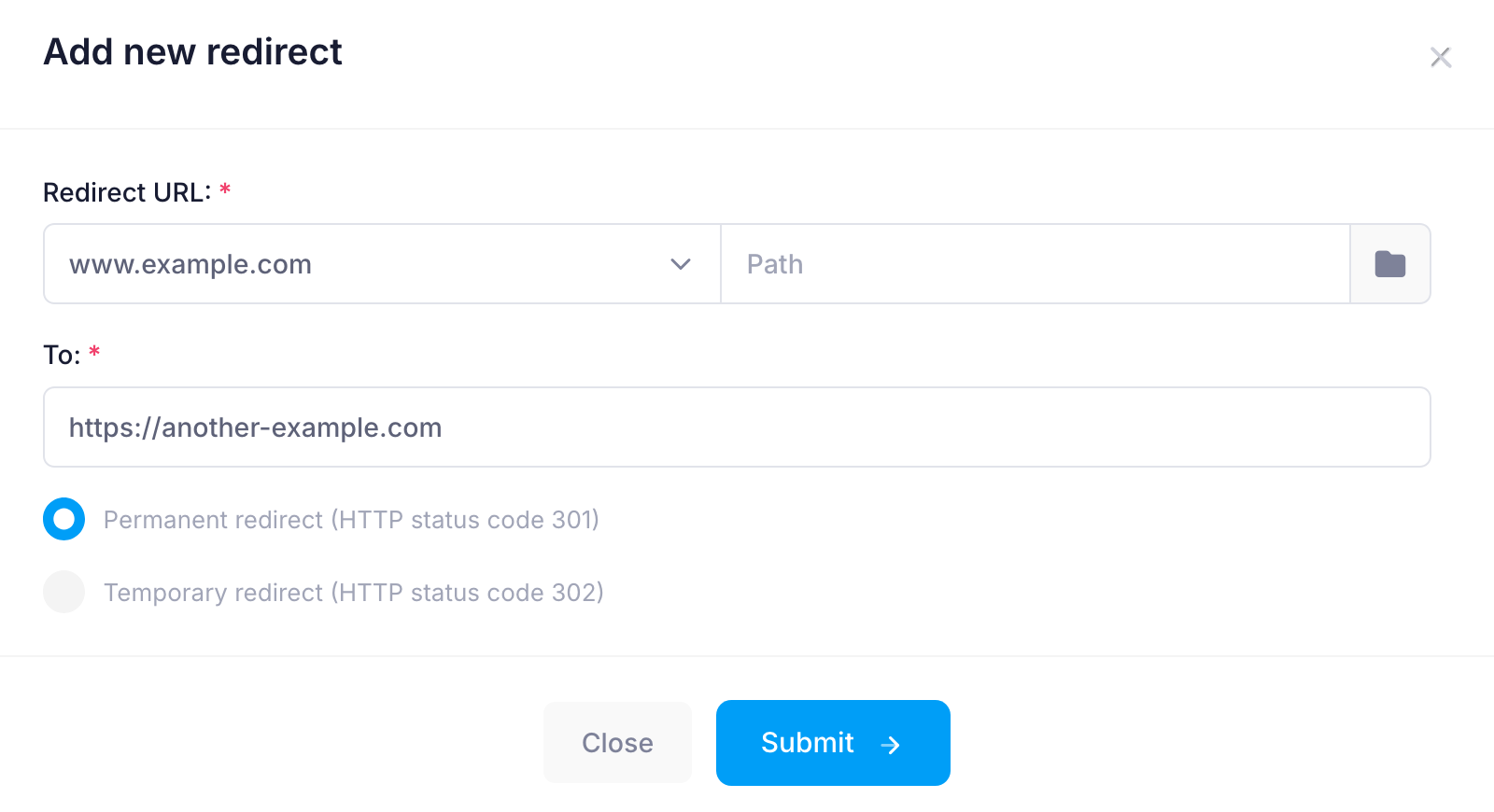 URL redirect