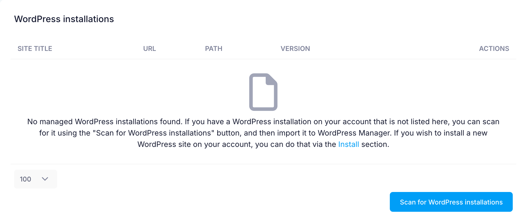 WordPress Manager-no-installations-found