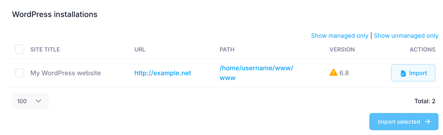 WordPress import