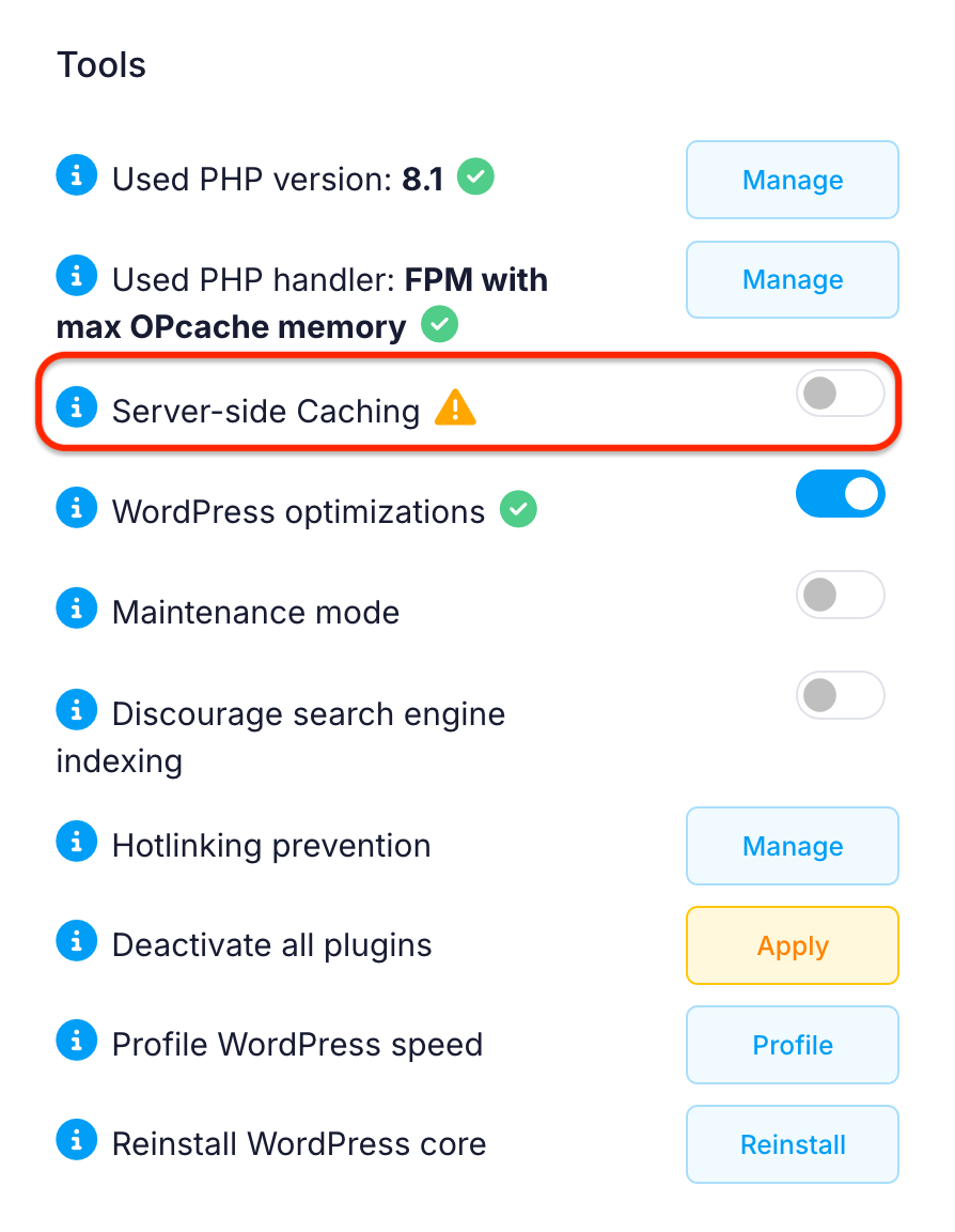 WordPress server-side caching