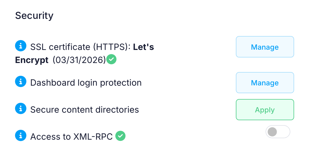WordPress Manager security