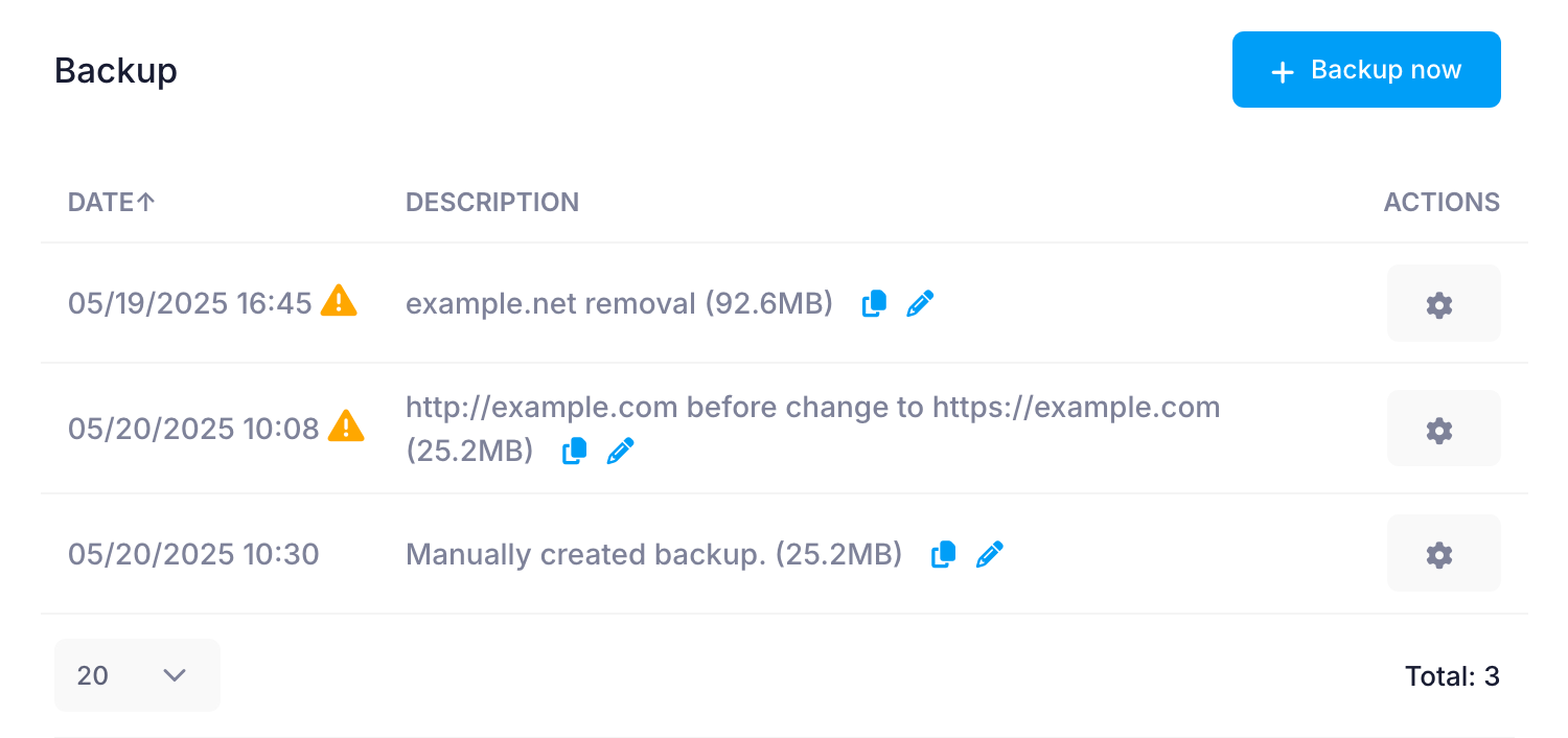 WordPress backups