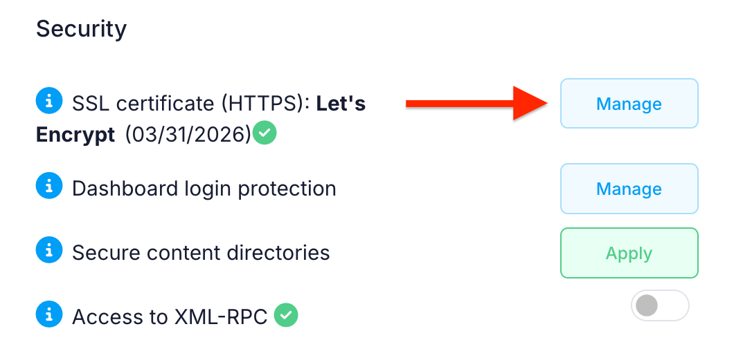 WordPress Manager security SSL