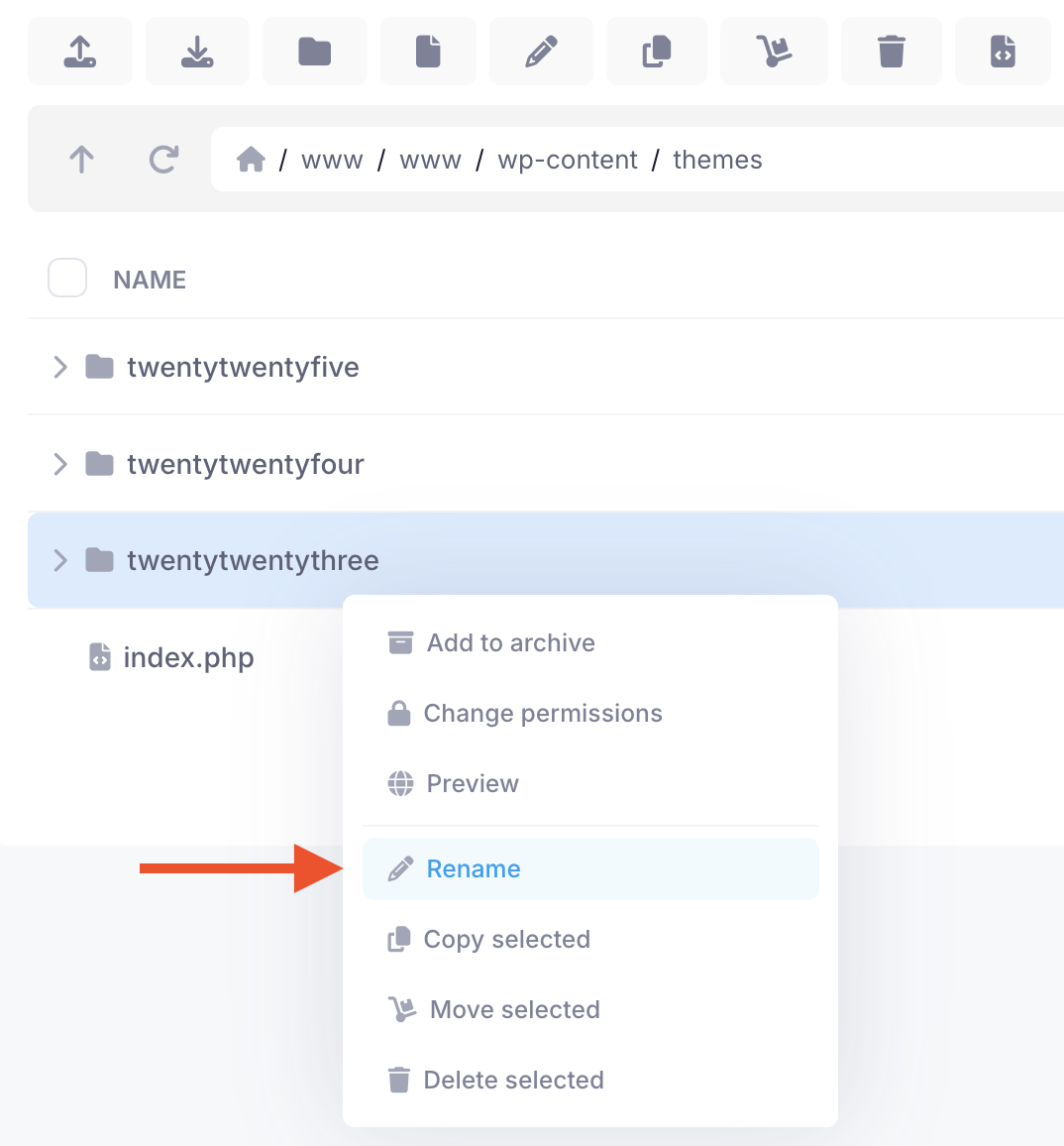 Renaming the current theme directory