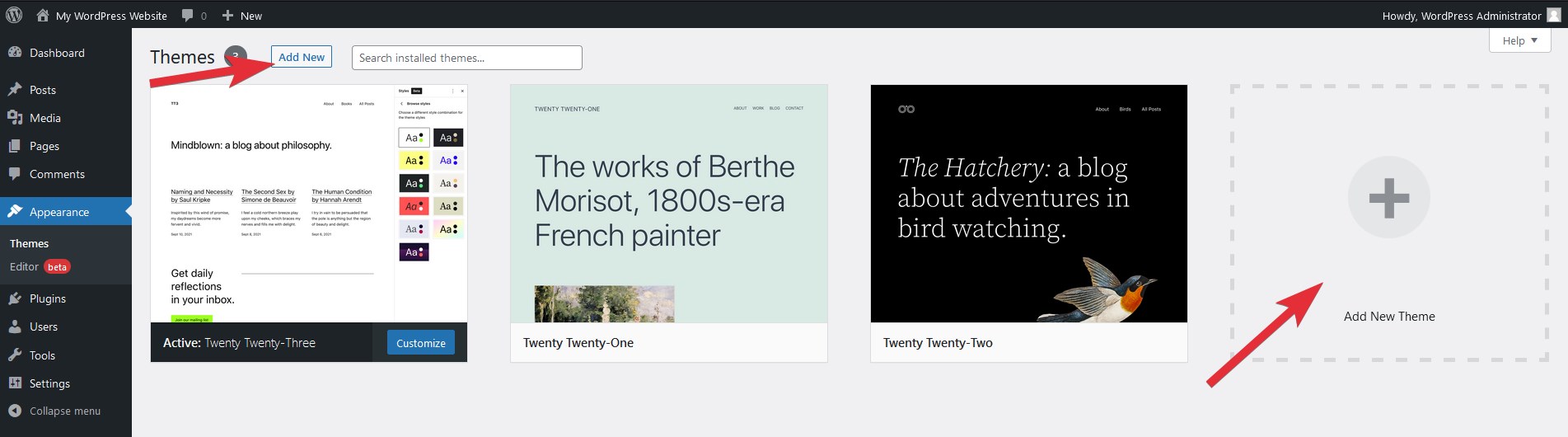 Add new WordPress theme
