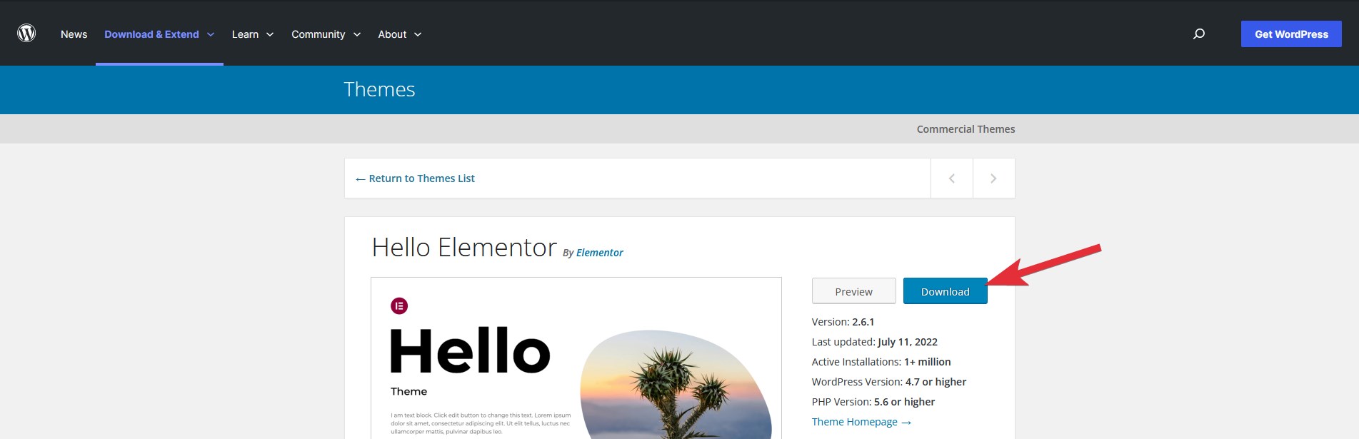 Download WordPress theme