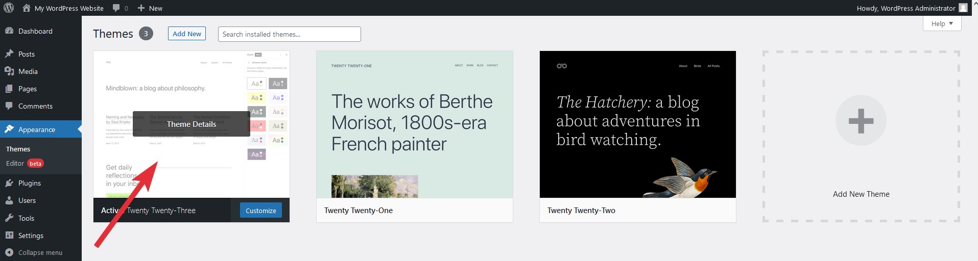 WordPress theme details