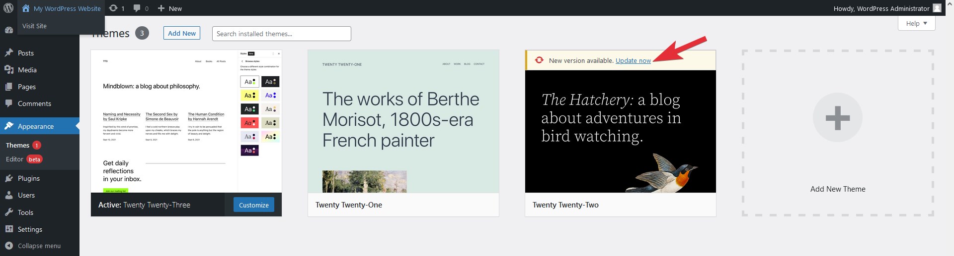 Update WordPress theme 2