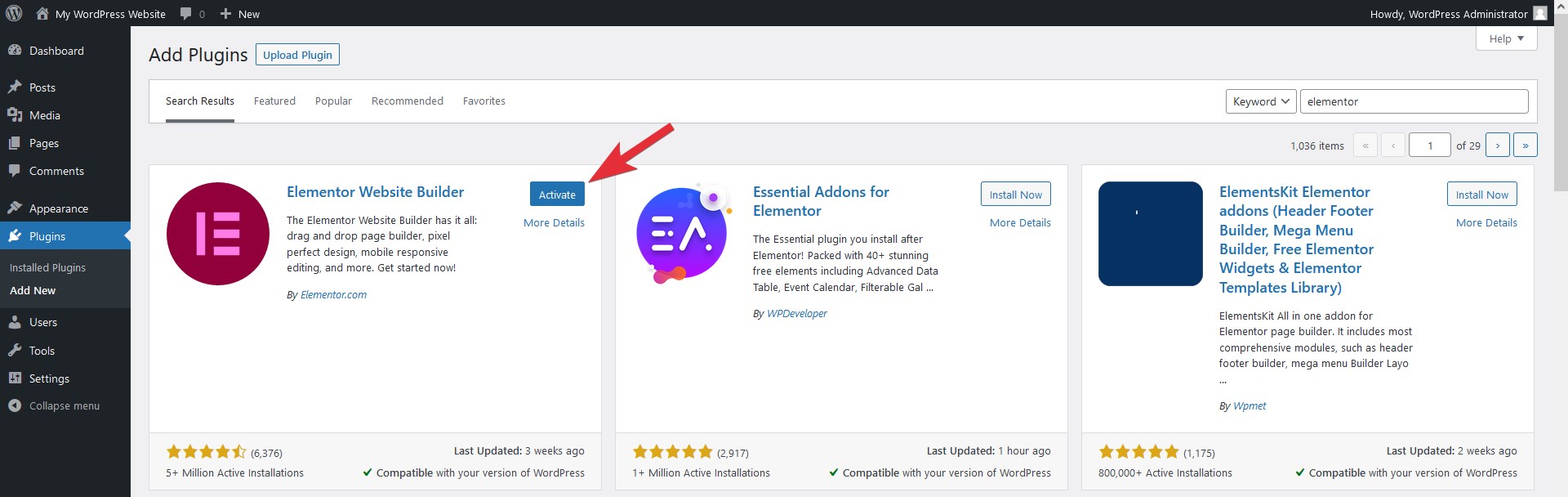 Activate WordPress plugin