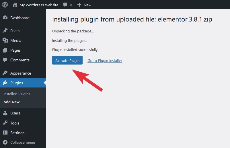 Activate uploaded WordPress plugin