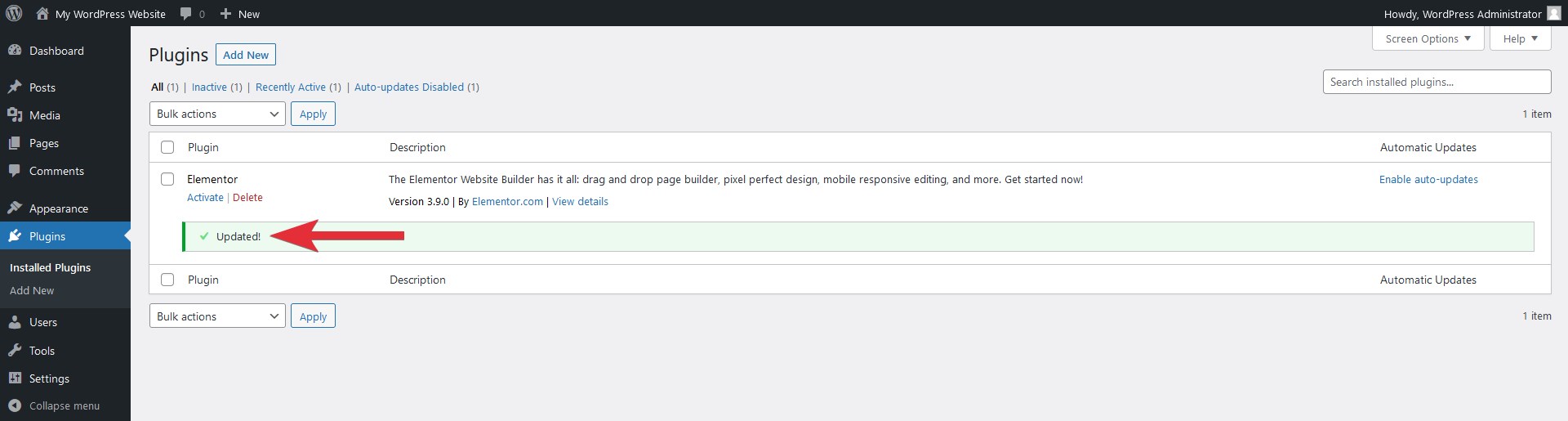 WordPress plugin updated
