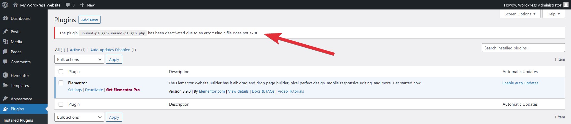 Deleted WordPress plugin