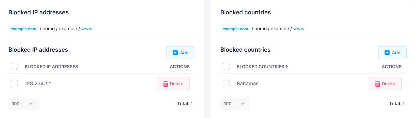 Block IP addresses and countries Block IP addresses and countries