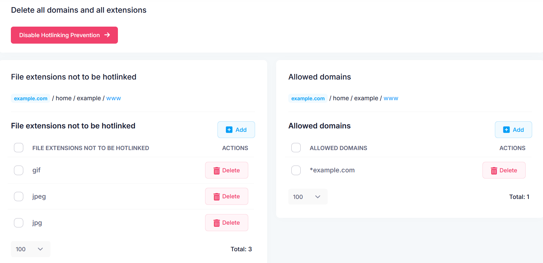 Hotlinking protection