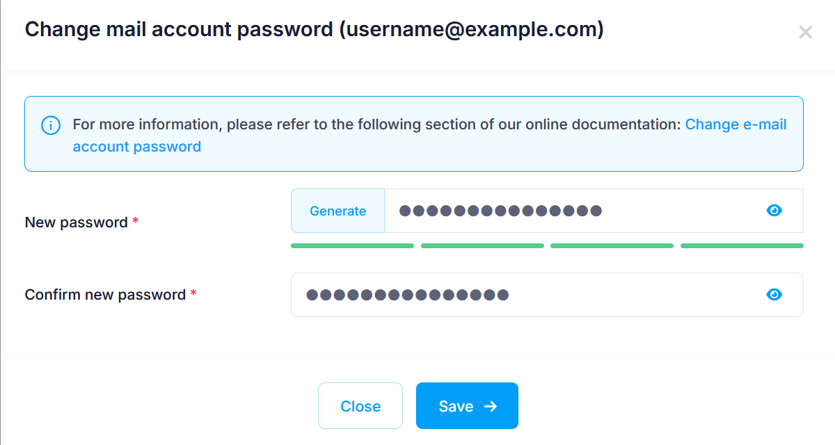 Change mail account password