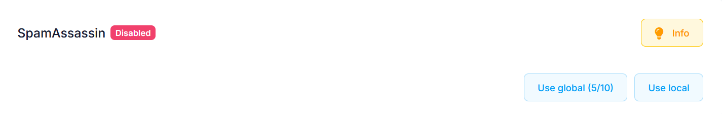 Disabled SpamAssassin