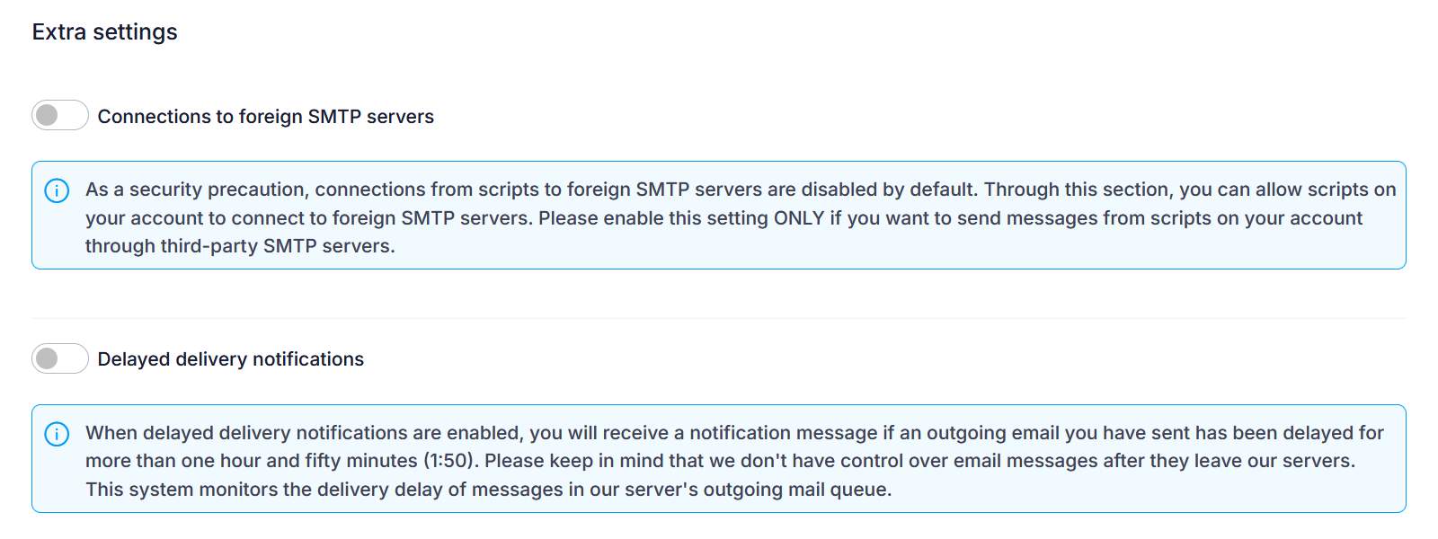 Enable the connections to foreign SMTP servers
