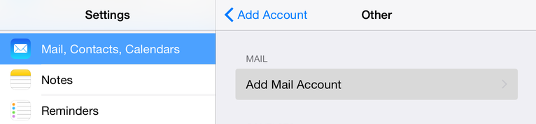 Натиснете Add Mail Account