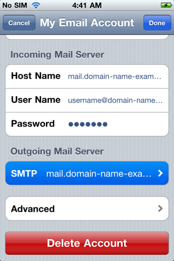 Натиснете SMTP