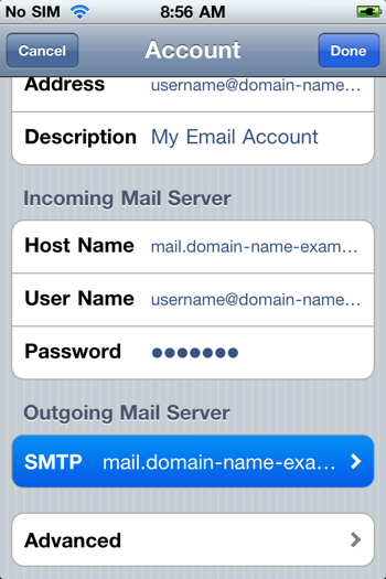 Натиснете SMTP